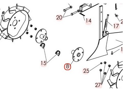 Moyeu de roue pour motobineuse Sarp (8002010304)