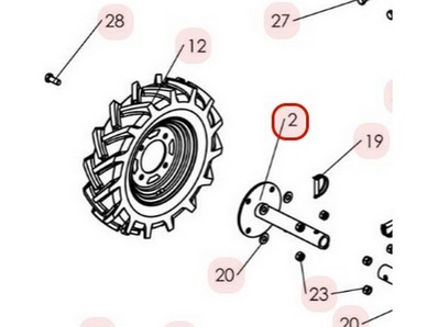 Moyeu de roue à pneu pour motobineuse Sarp (8002010302)