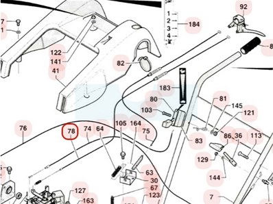 Câble d'embrayage pour tondeuse débroussailleuse Sarp / Pubert (0308020028)