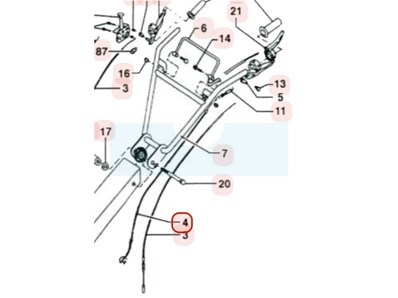 Câble d'embrayage pour tondeuse débroussailleuse Sarp / Pubert (0308020011)